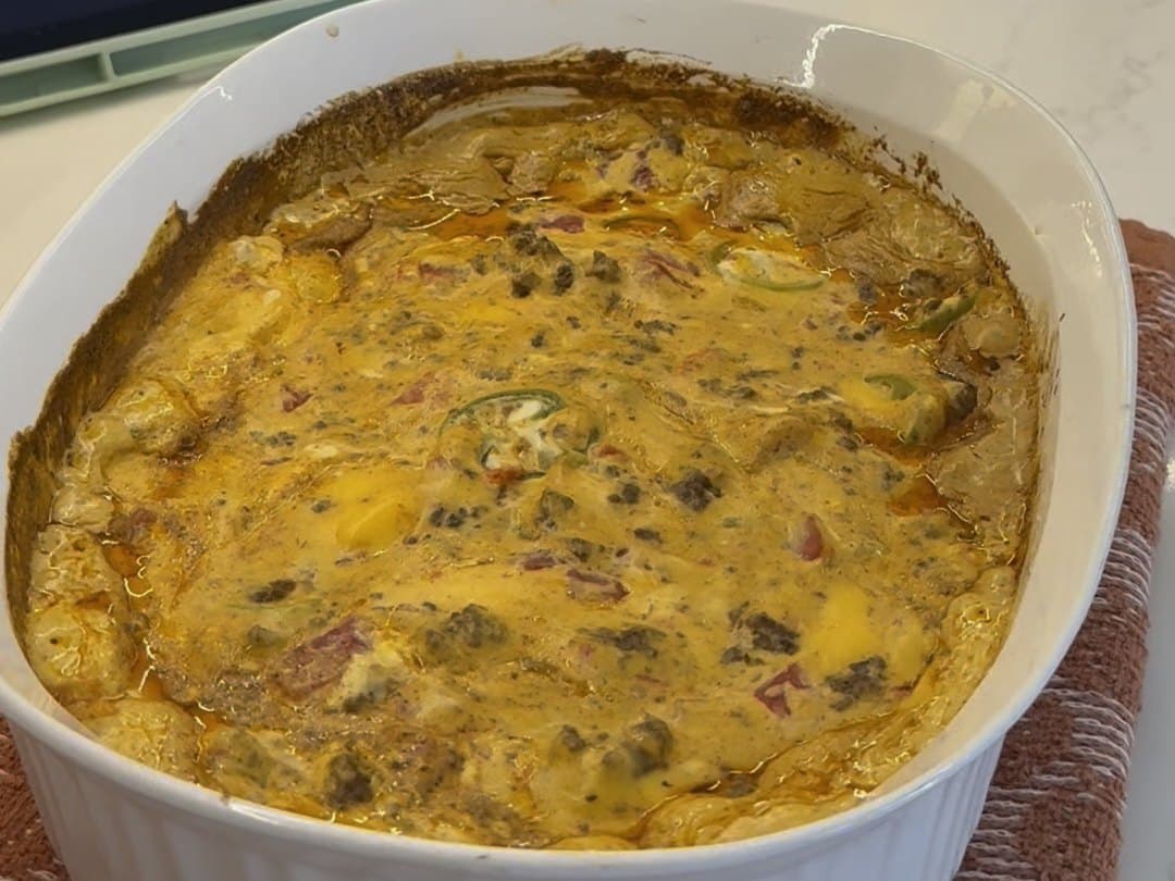 Cheesy Beef & Jalapeño Dip — finished dish