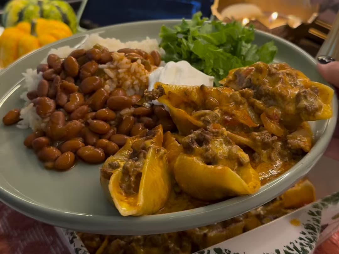 Creamy Cheesy Taco Stuffed Shells — finished dish
