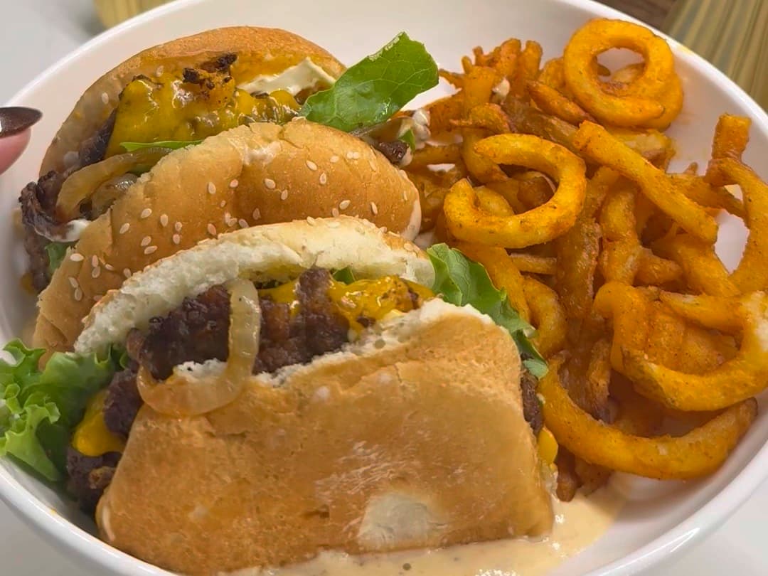 Garlic Parmesan Dipped Burgers — finished dish