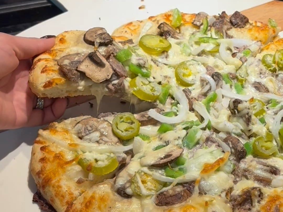 Philly Cheesesteak Pizza — finished dish
