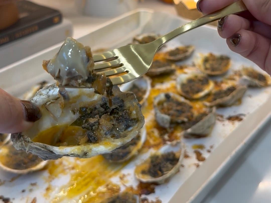 Spicy Garlic Butter Baked Oysters — finished dish